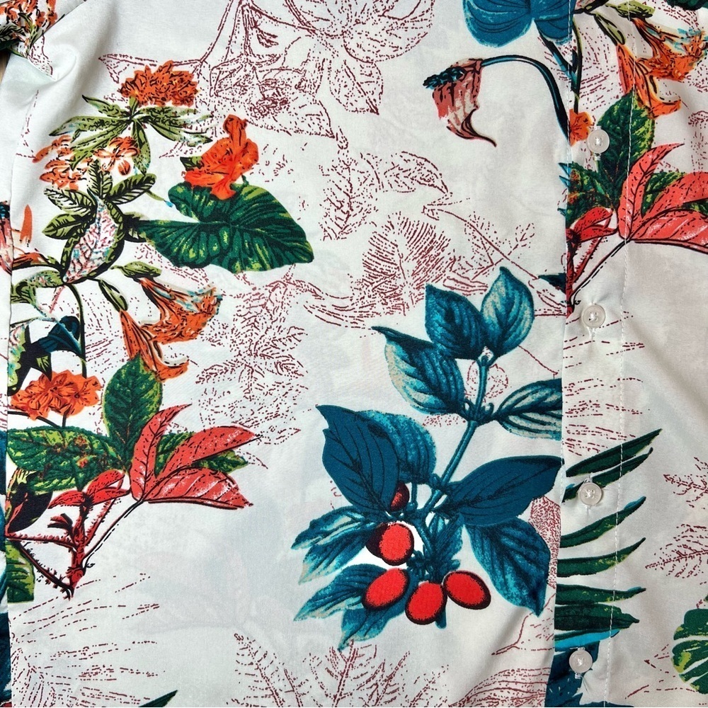 PatPat Men’s Hawaiian Print Lightweight Button Down Top Size Large - Picture 4 of 11